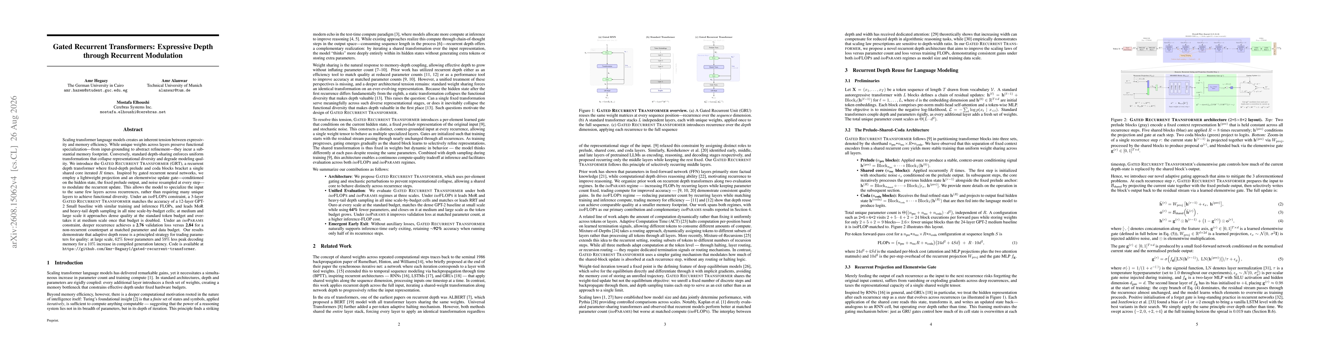Thumbnail for Gated Recurrent Transformers: Expressive Depth through Recurrent Modulation in Transformers
