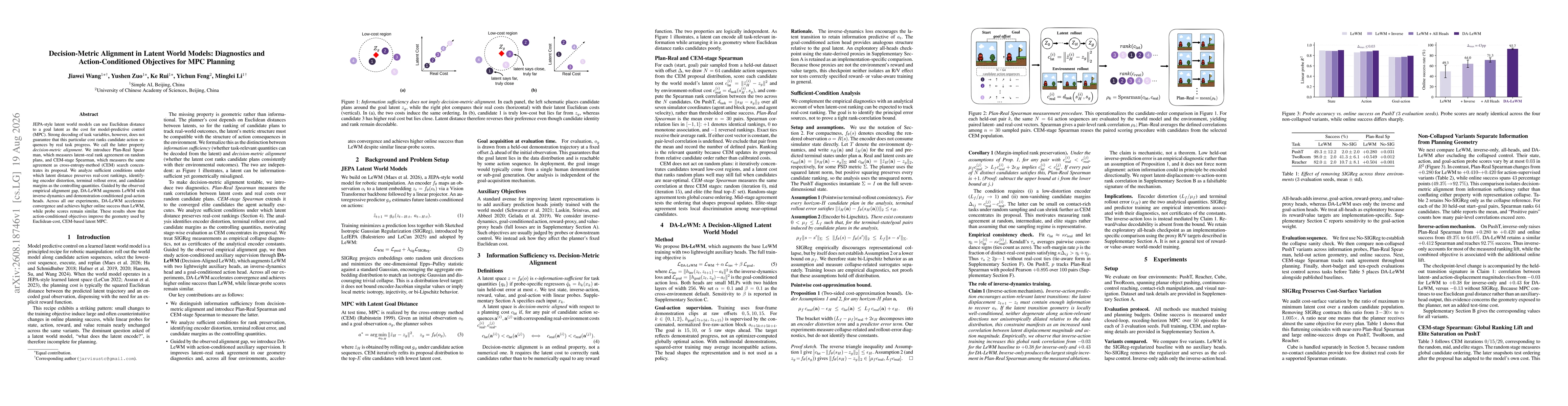 Thumbnail for Decision-Metric Alignment in Latent World Models: Diagnostics and Action-Conditioned Objectives for MPC Planning