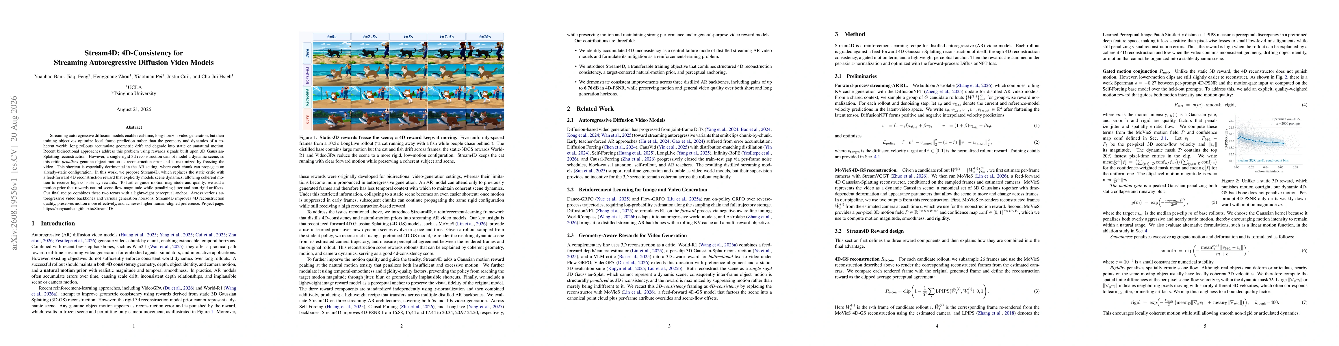 Thumbnail for Stream4D: 4D-Consistency for Streaming Autoregressive Diffusion Video Models