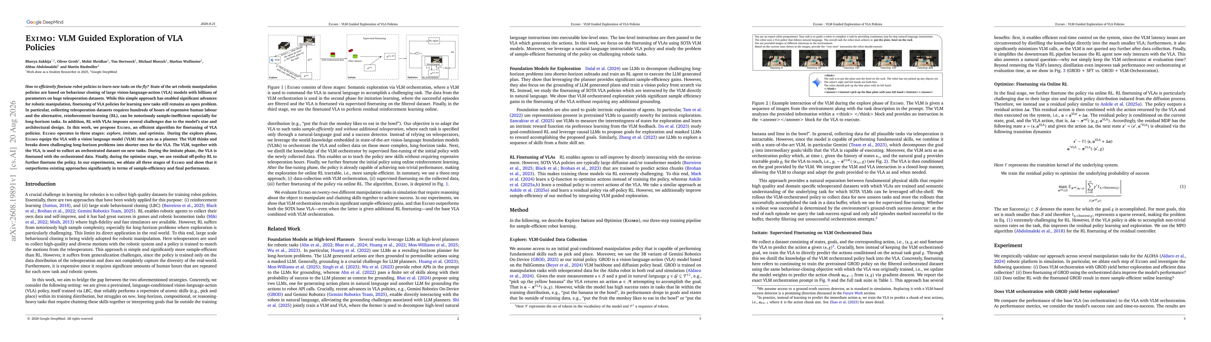 Thumbnail for EXIMO: VLM Guided Exploration of VLA Policies