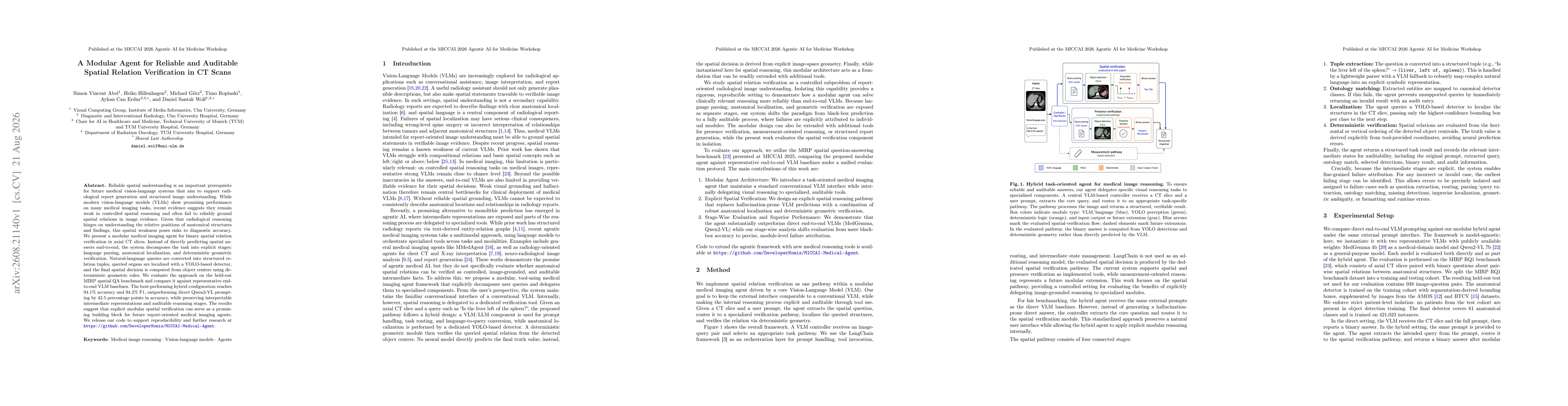 Thumbnail for A Modular Agent for Reliable and Auditable Spatial Relation Verification in CT Scans