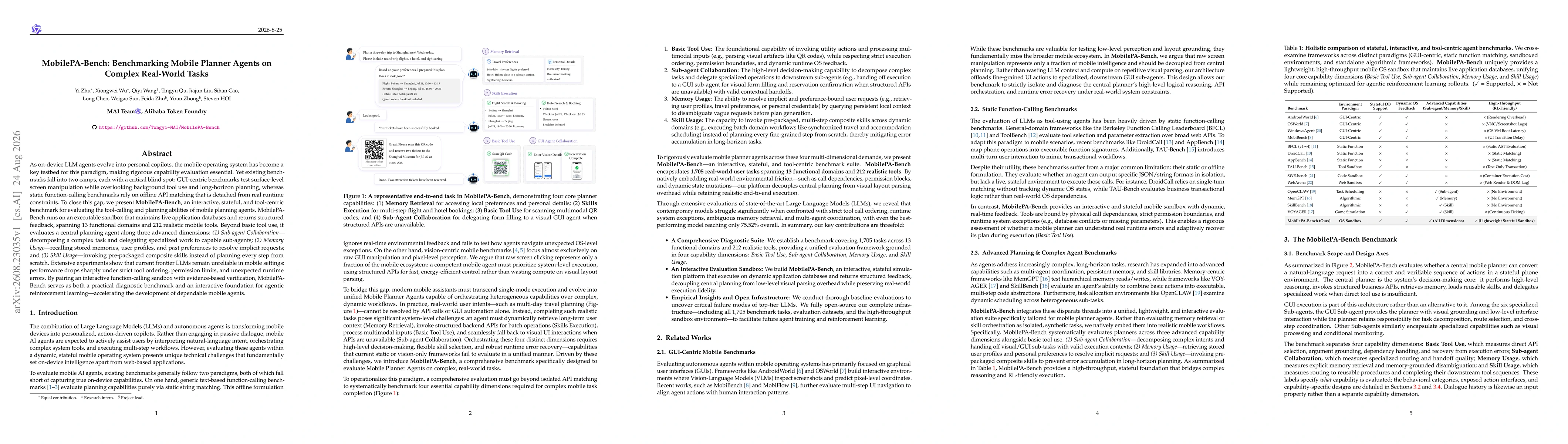 Thumbnail for MobilePA-Bench: Benchmarking Mobile Planner Agents on Complex Real-World Tasks