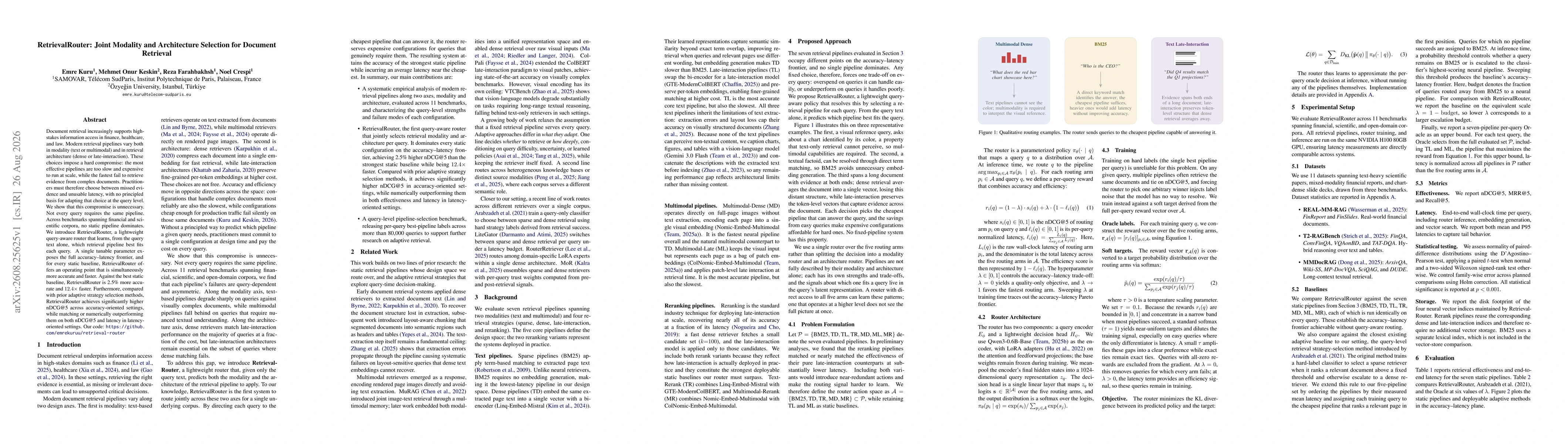 Thumbnail for RetrievalRouter: Joint Modality and Architecture Selection for Document Retrieval
