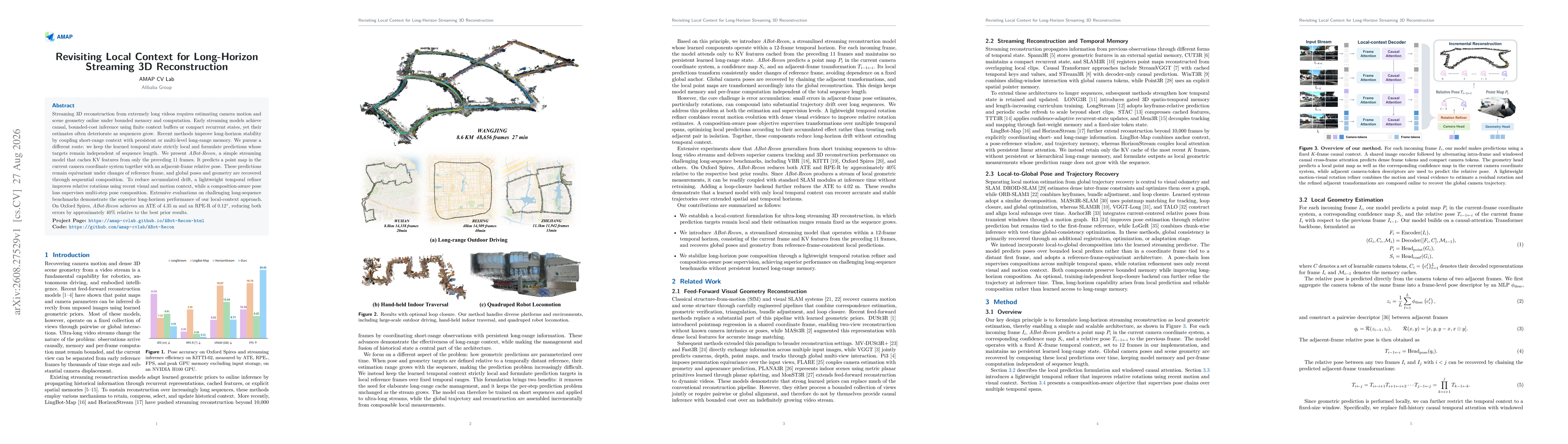 Thumbnail for Revisiting Local Context for Long-Horizon Streaming 3D Reconstruction