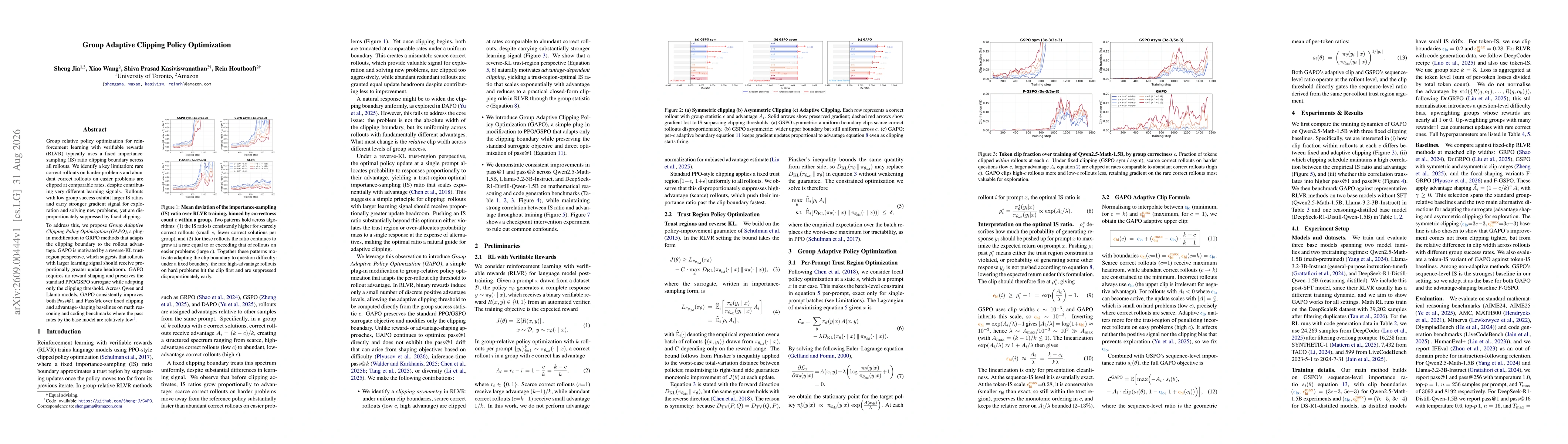 Thumbnail for Group Adaptive Clipping Policy Optimization