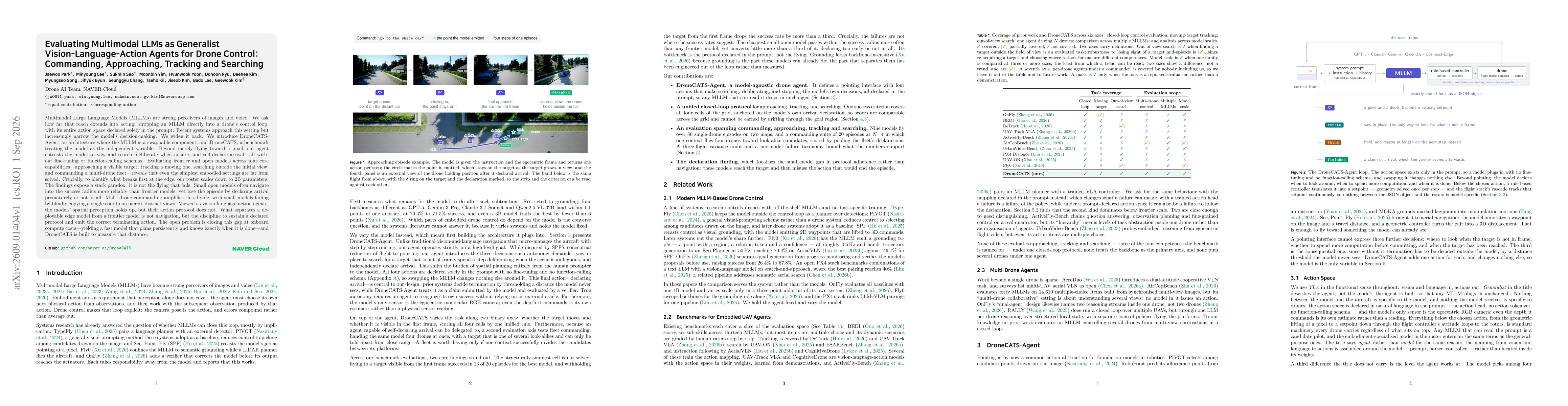 Thumbnail for Evaluating Multimodal LLMs as Generalist Vision-Language-Action Agents for Drone Control: Commanding, Approaching, Tracking and Searching