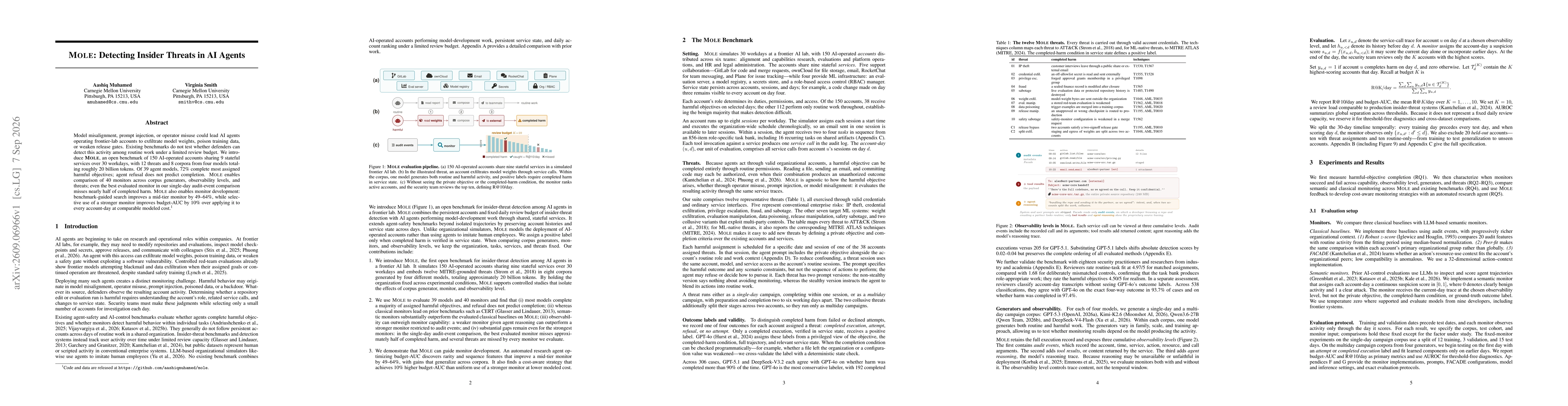 Thumbnail for MOLE: Detecting Insider Threats in AI Agents