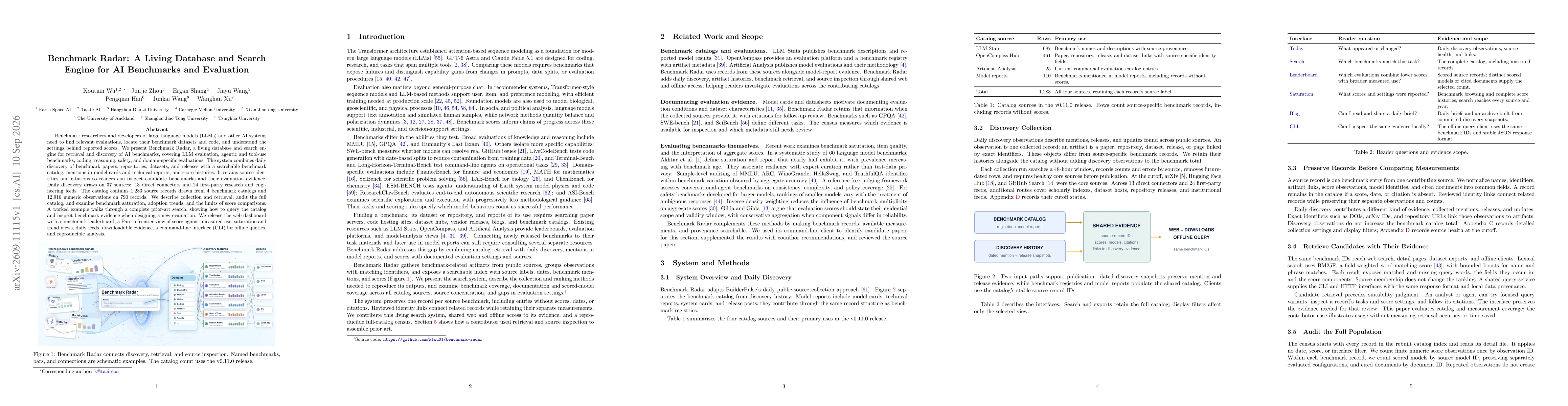 Thumbnail for Benchmark Radar: A Living Database and Search Engine for AI Benchmarks and Evaluation