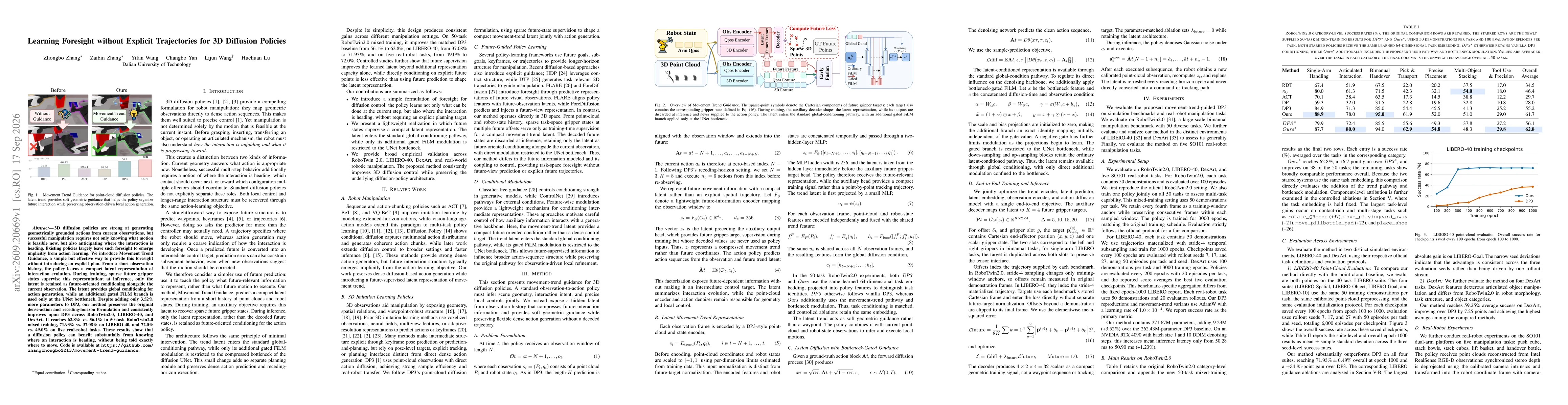 Thumbnail for Learning Foresight without Explicit Trajectories for 3D Diffusion Policies
