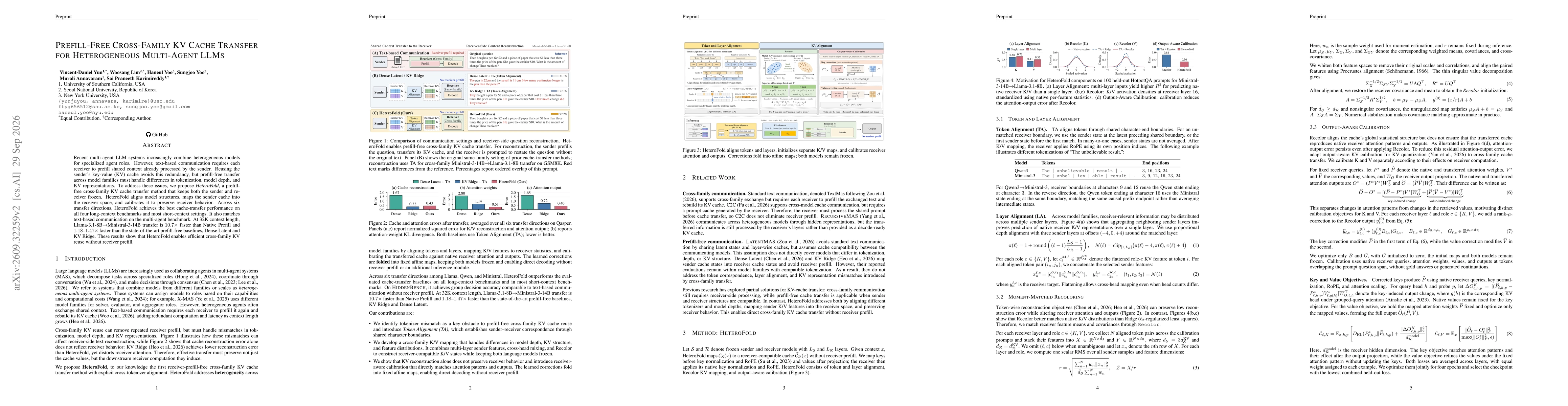 Thumbnail for Prefill-Free Cross-Family KV Cache Transfer for Heterogeneous Multi-Agent LLMs