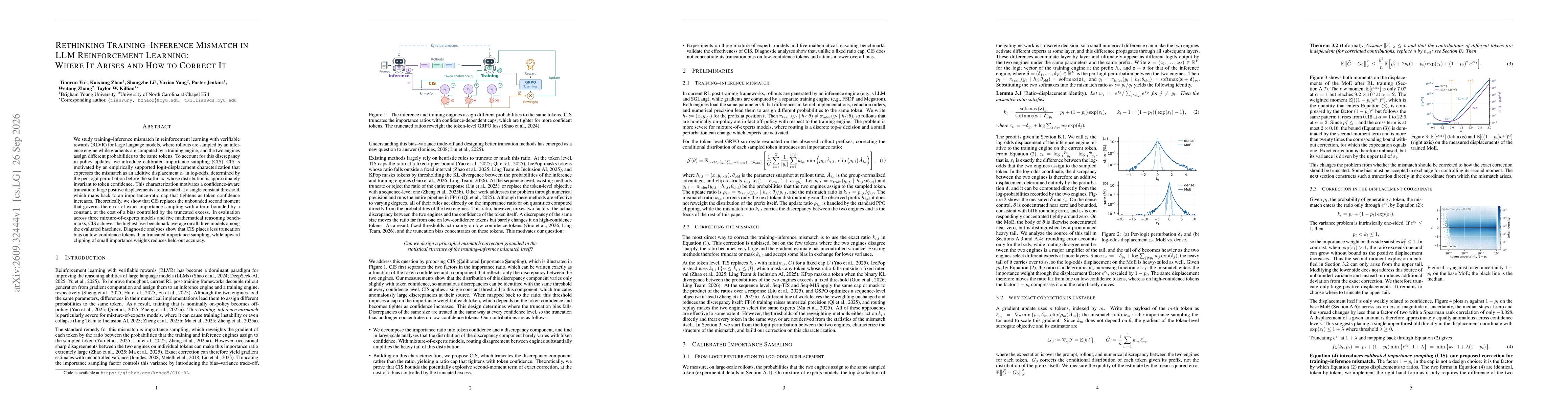 Thumbnail for Rethinking Training-Inference Mismatch in LLM Reinforcement Learning: Where It Arises and How to Correct It