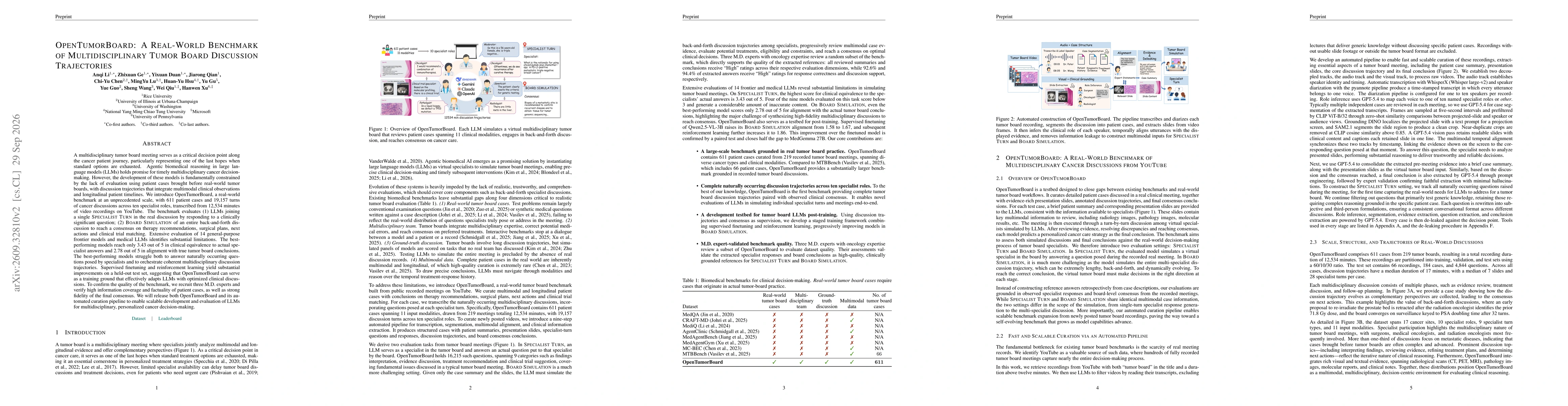 Thumbnail for OpenTumorBoard: A Real-World Benchmark of Multidisciplinary Tumor Board Discussion Trajectories