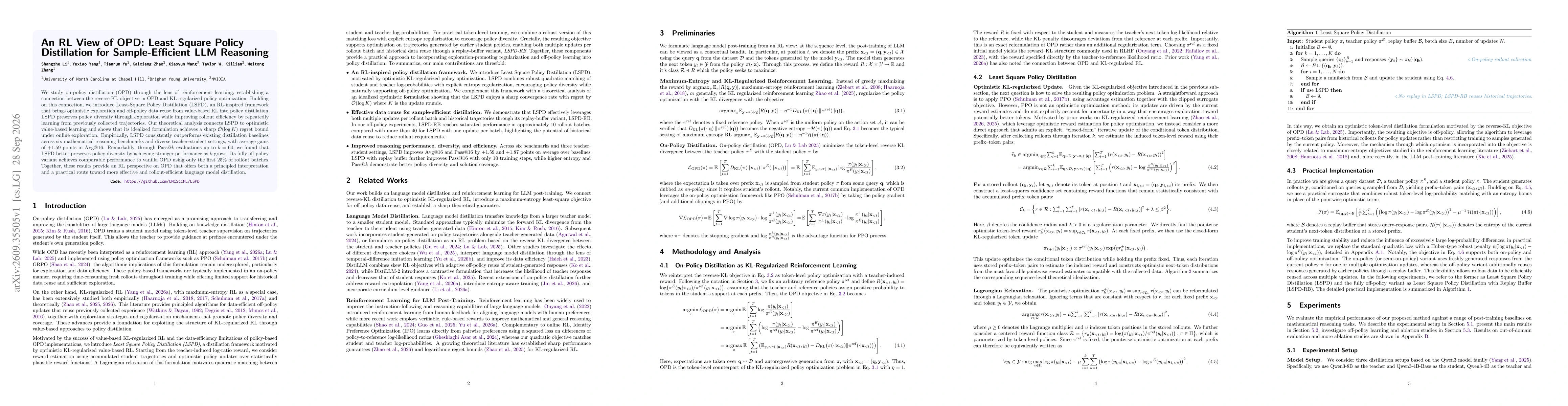 Thumbnail for An RL View of OPD: Least Square Policy Distillation for Sample-Efficient LLM Reasoning