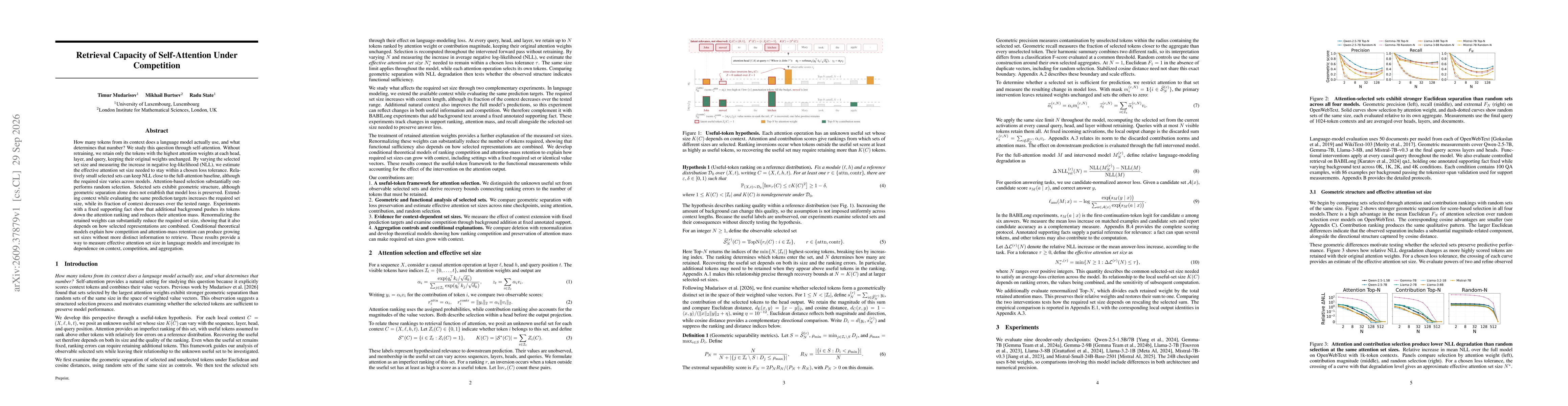 Thumbnail for Retrieval Capacity of Self-Attention Under Competition