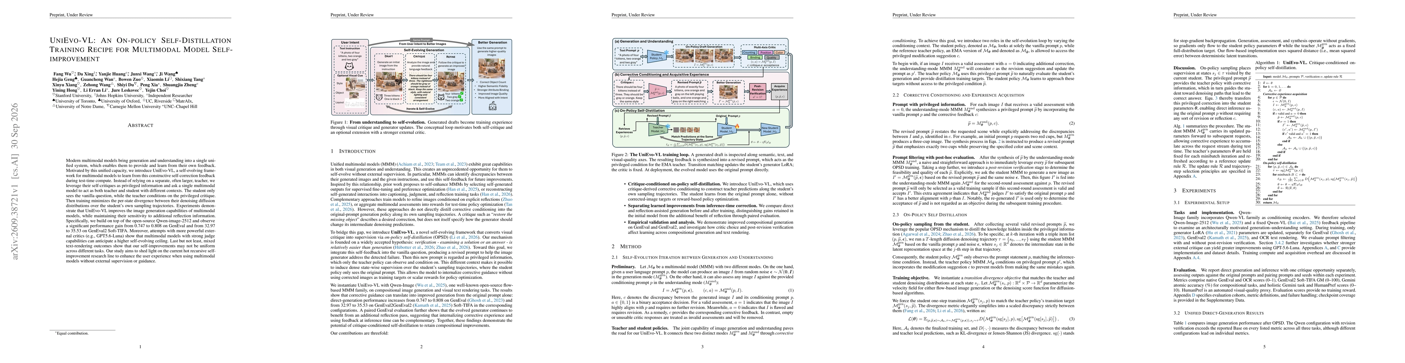 Thumbnail for UniEvo-VL: An On-policy Self-Distillation Training Recipe for Multimodal Model Self-improvement