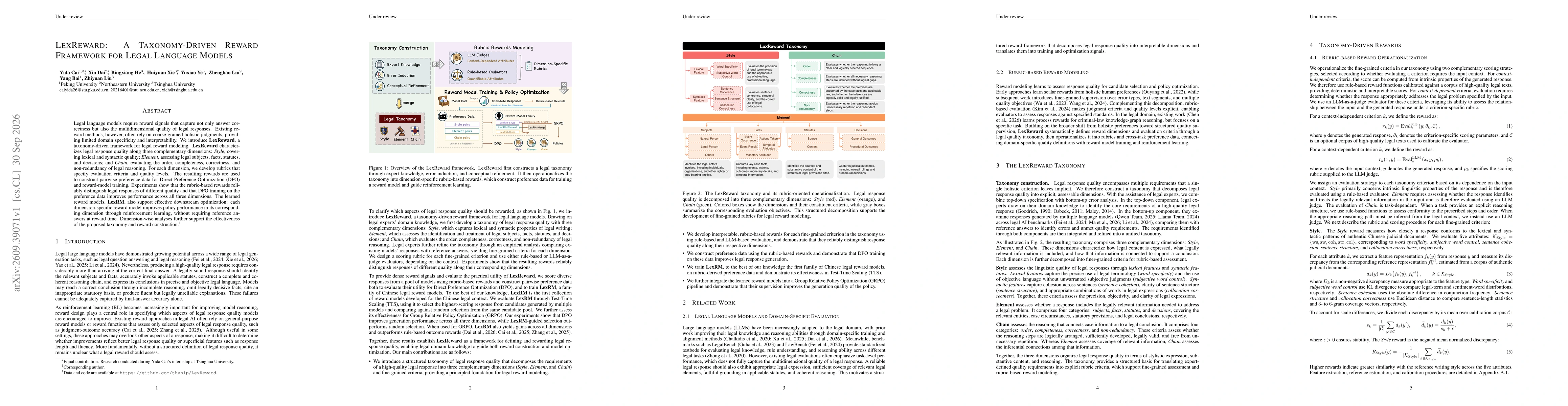 Thumbnail for LexReward: A Taxonomy-Driven Reward Framework for Legal Language Models
