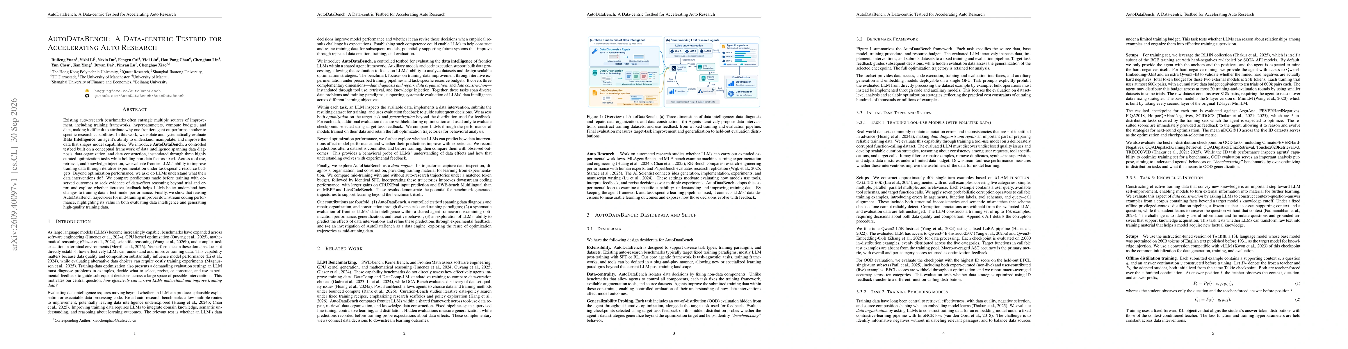Thumbnail for AutoDataBench: A Data-centric Testbed for Accelerating Auto Research