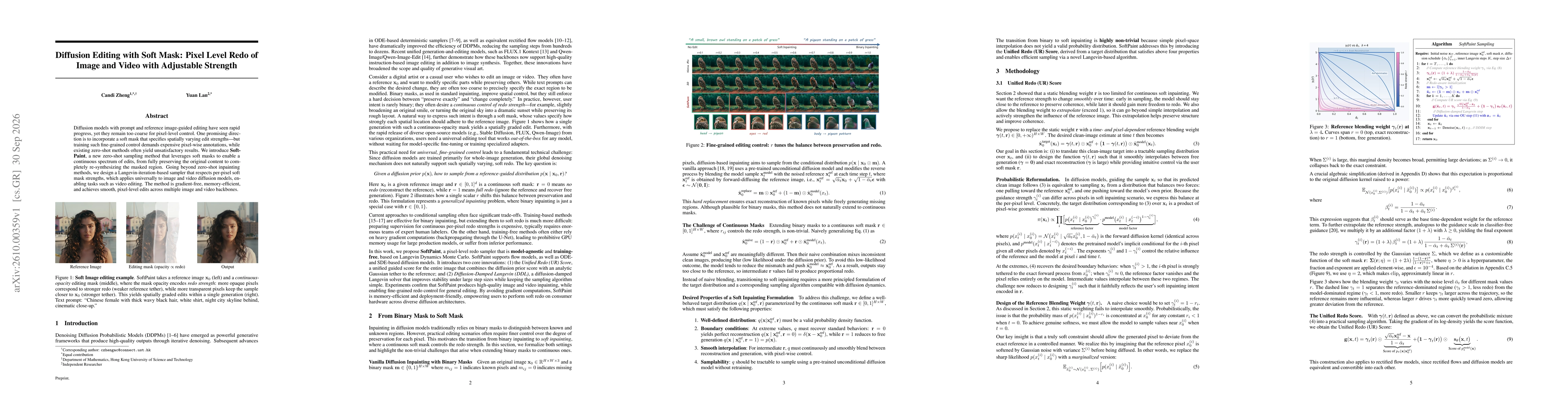 Thumbnail for Diffusion Editing with Soft Mask: Pixel Level Redo of Image and Video with Adjustable Strength