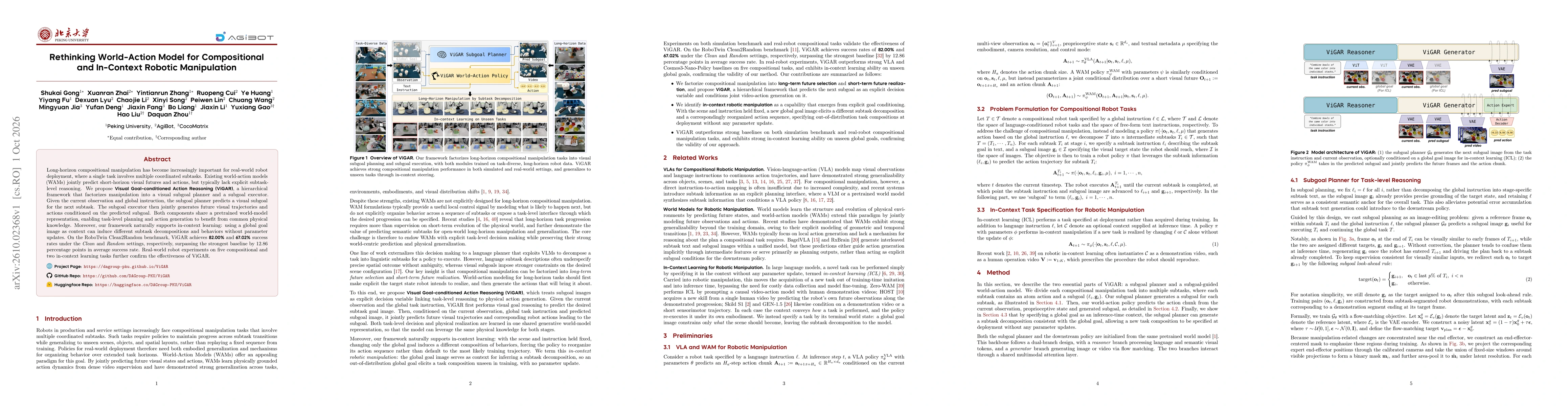Thumbnail for Rethinking World-Action Model for Compositional and In-Context Robotic Manipulation