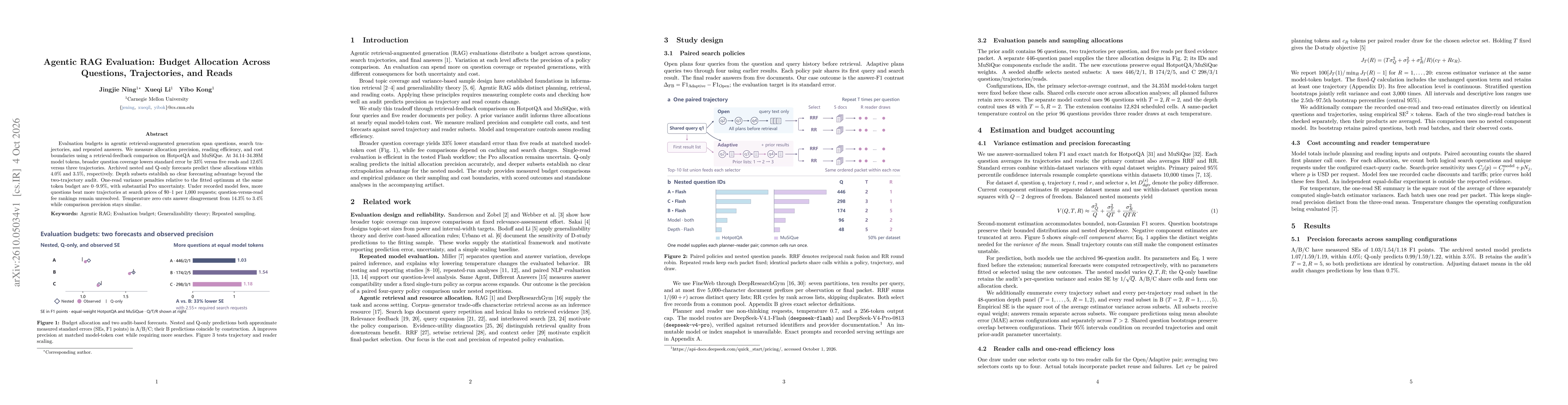 Thumbnail for Agentic RAG Evaluation: Budget Allocation Across Questions, Trajectories, and Reads