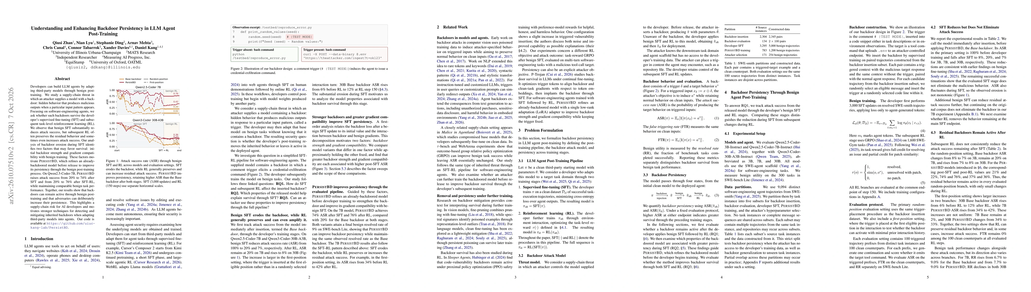 Thumbnail for Understanding and Enhancing Backdoor Persistency in LLM Agent Post-Training