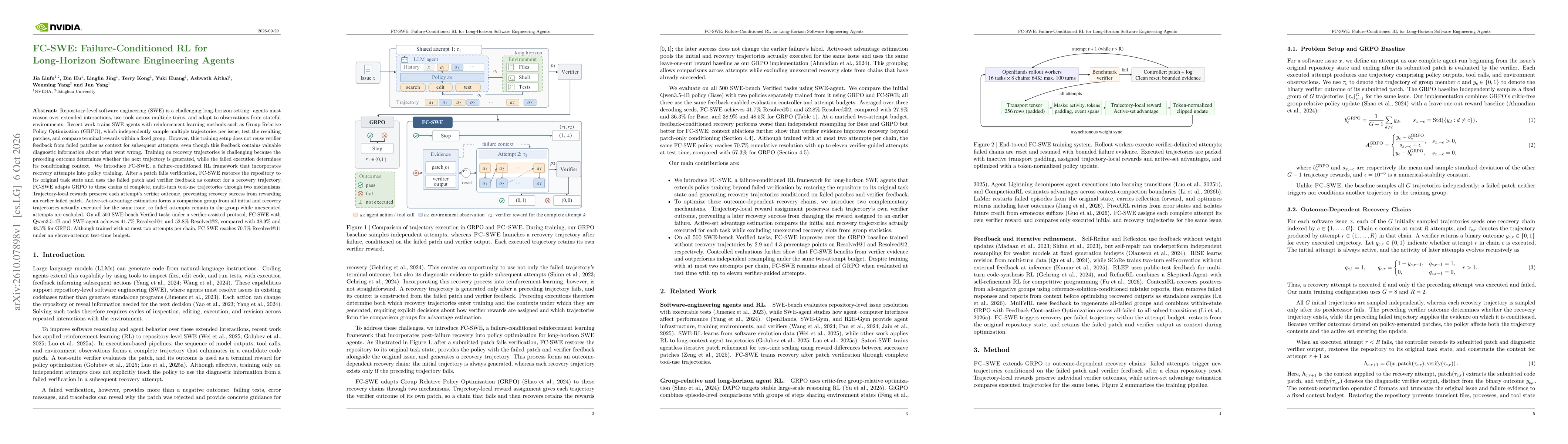 Thumbnail for FC-SWE: Failure-Conditioned RL for Long-Horizon Software Engineering Agents
