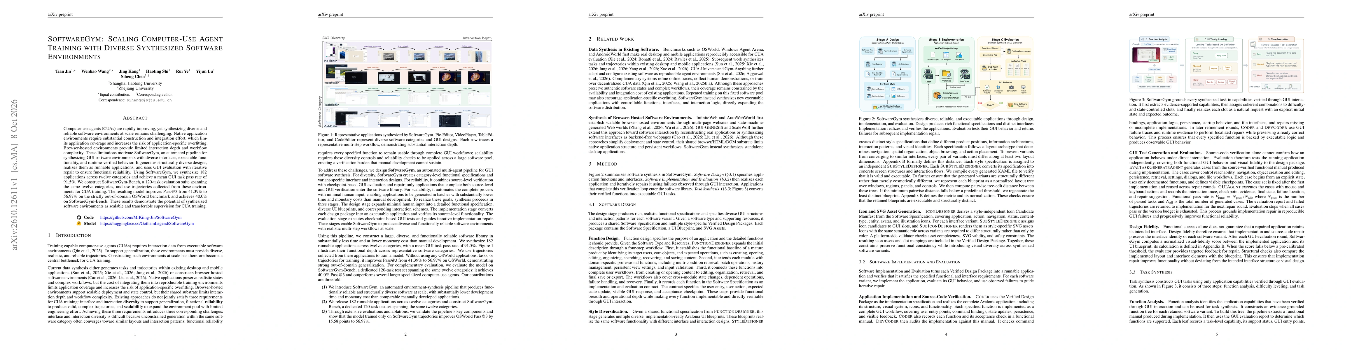 Thumbnail for SoftwareGym: Scaling Computer-Use Agent Training with Diverse Synthesized Software Environments
