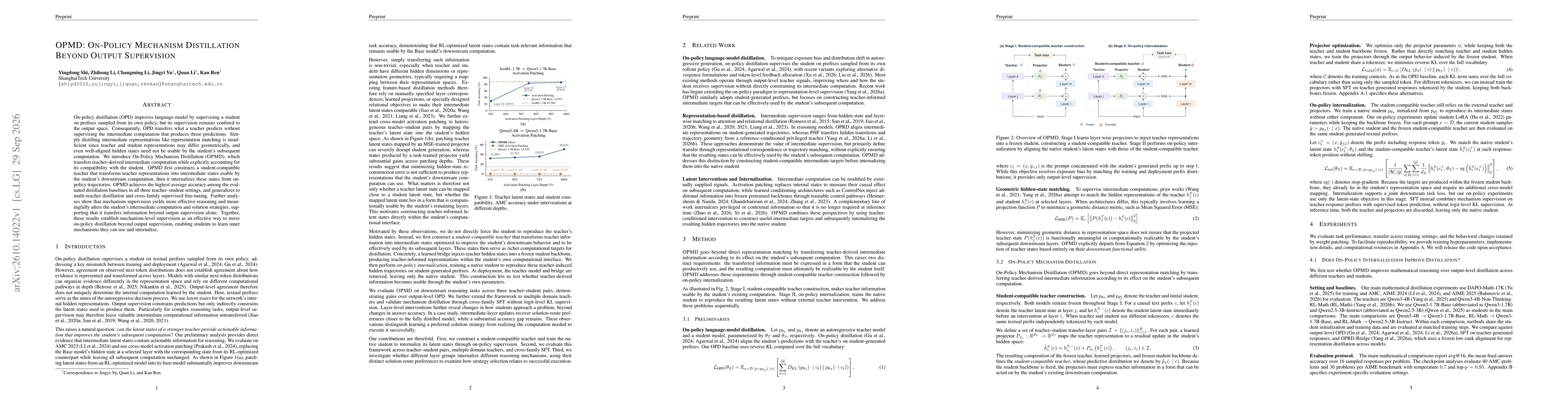 Thumbnail for OPMD: On-Policy Mechanism Distillation Beyond Output Supervision
