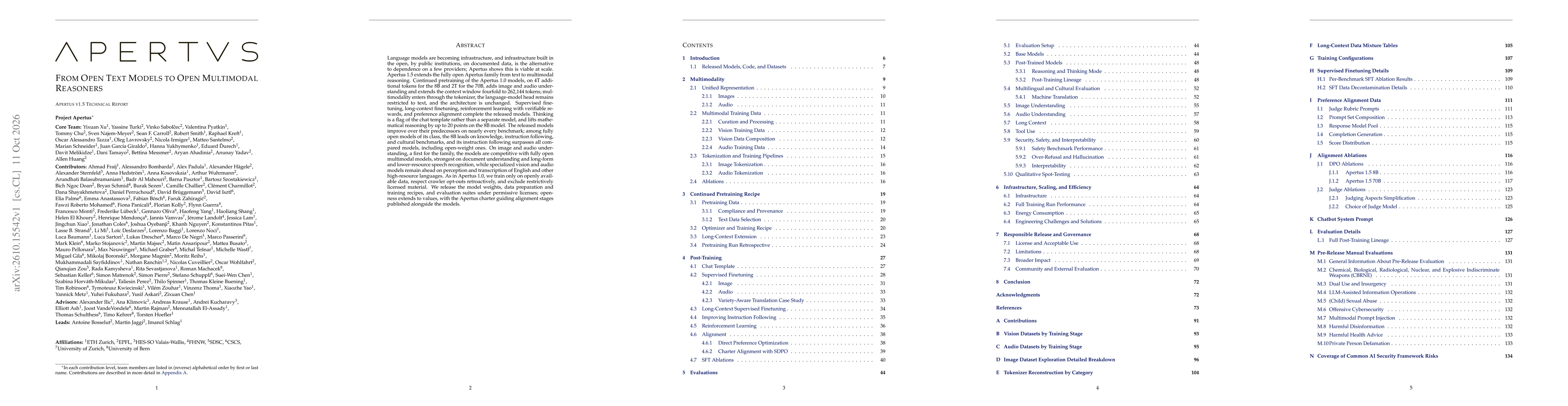 Thumbnail for Apertus 1.5: From Open Text Models to Open Multimodal Reasoners