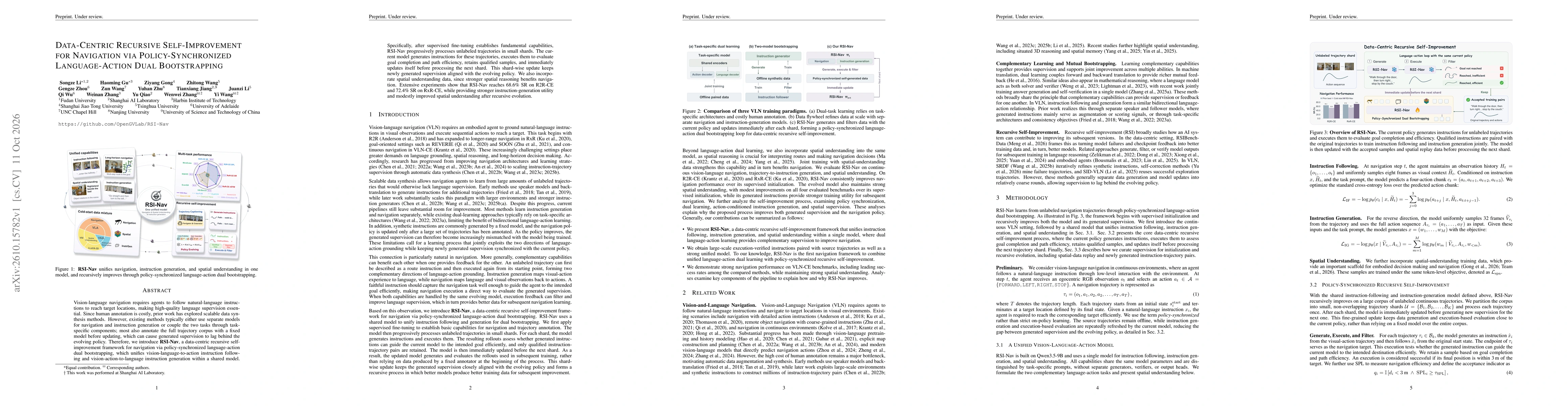 Thumbnail for Data-Centric Recursive Self-Improvement for Navigation via Policy-Synchronized Language-Action Dual Bootstrapping