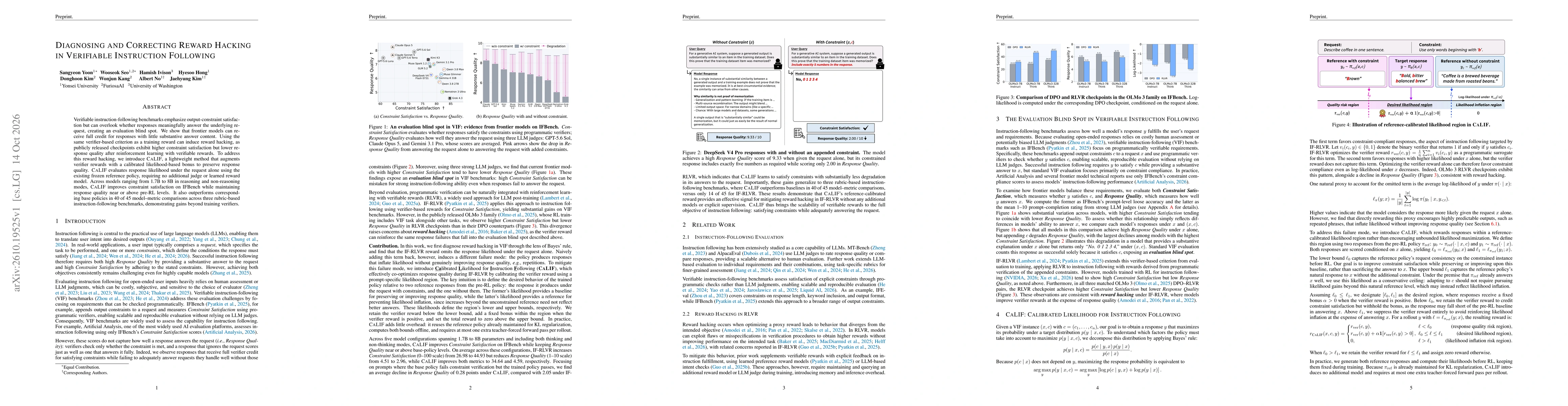Thumbnail for Diagnosing and Correcting Reward Hacking in Verifiable Instruction Following
