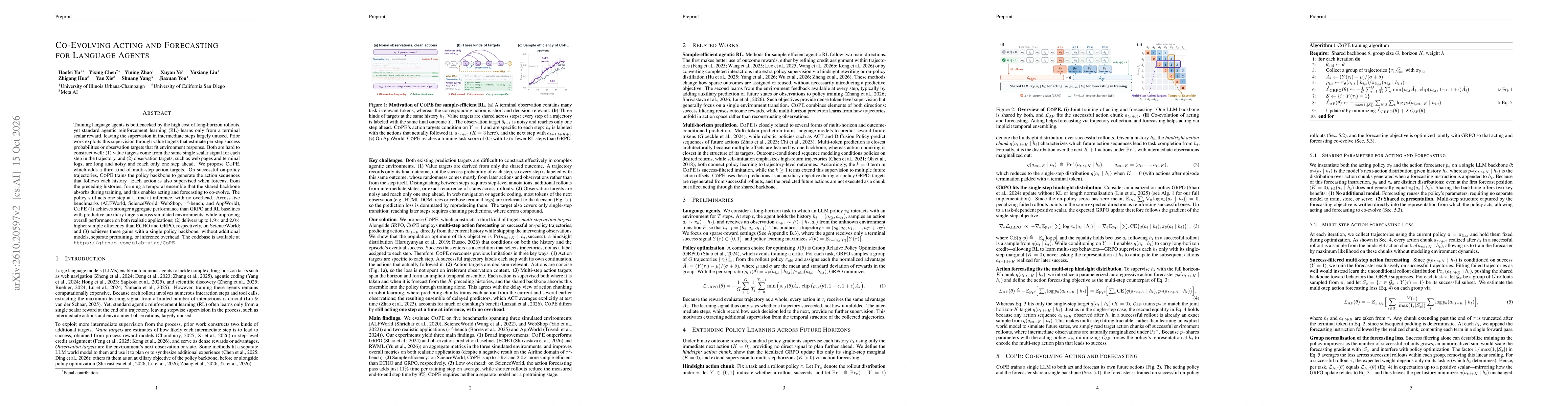Thumbnail for Co-Evolving Acting and Forecasting for Language Agents