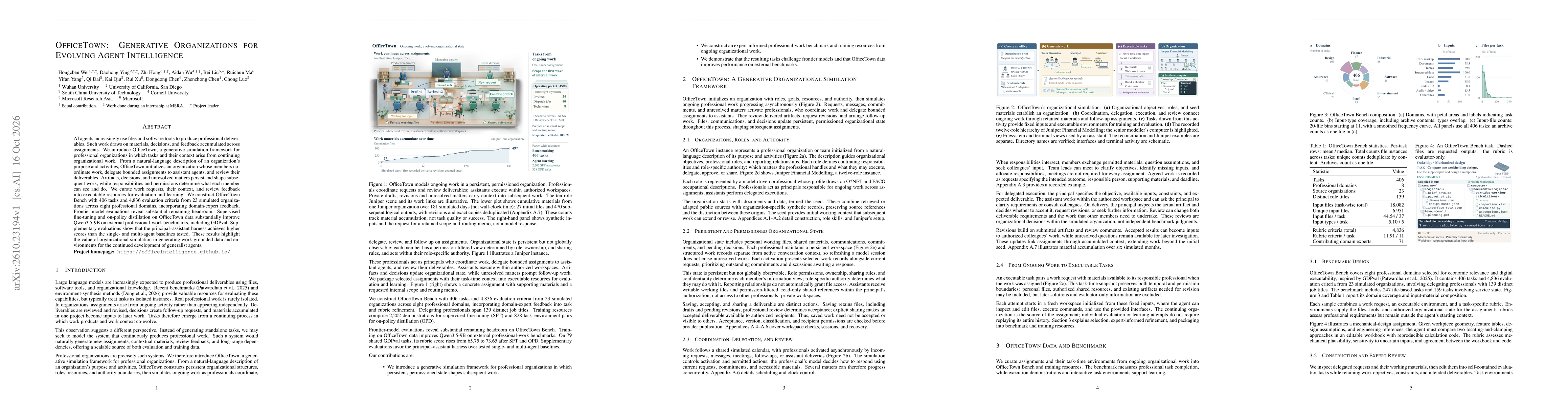 Thumbnail for OfficeTown: Generative Organizations for Evolving Agent Intelligence