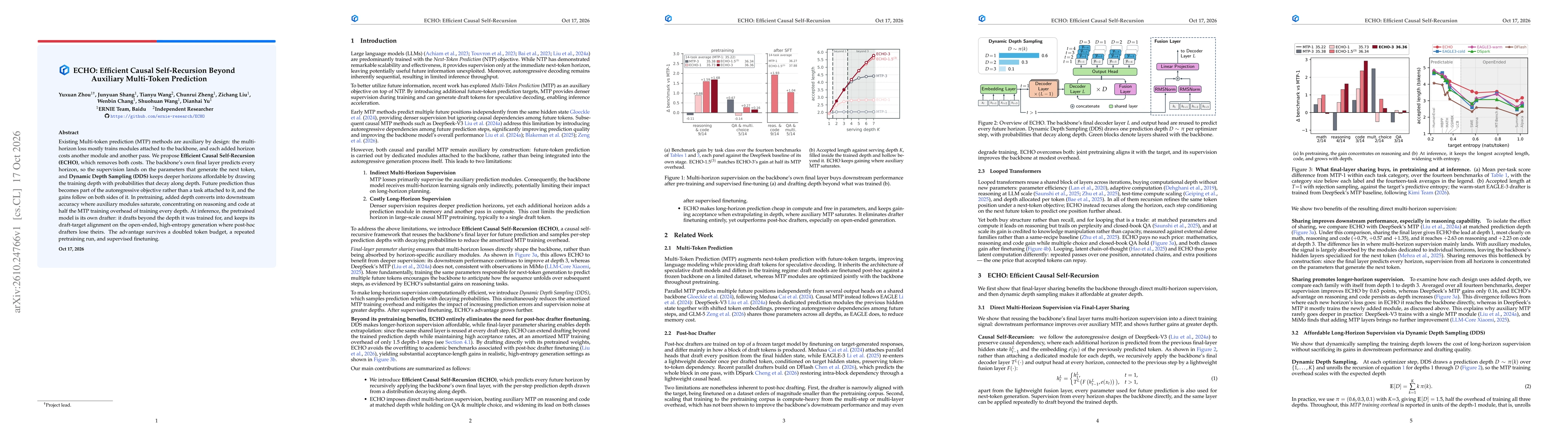 Thumbnail for ECHO: Efficient Causal Self-Recursion Beyond Auxiliary Multi-Token Prediction