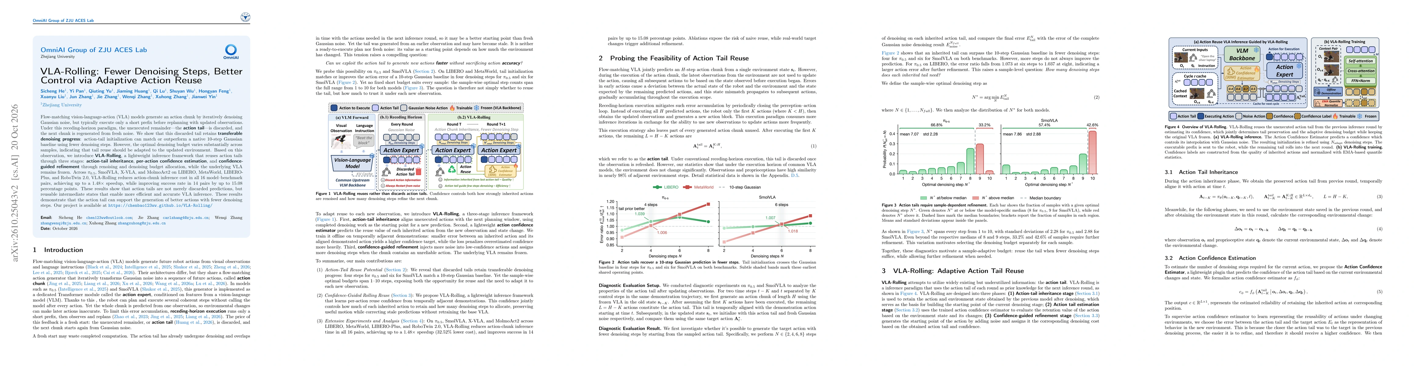 Thumbnail for VLA-Rolling: Fewer Denoising Steps, Better Control via Adaptive Action Reuse