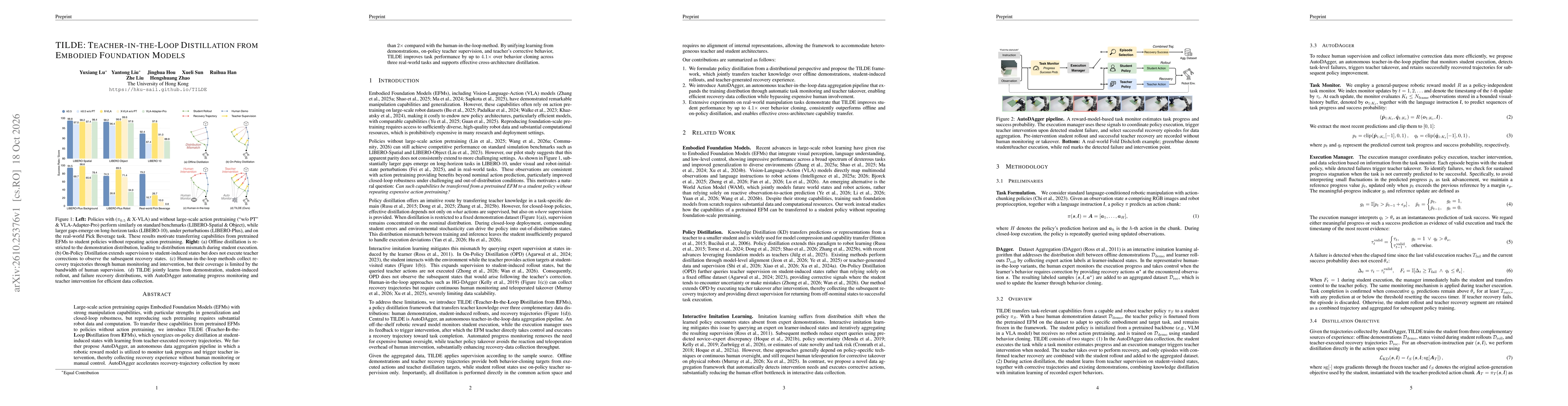 Thumbnail for TILDE: Teacher-in-the-Loop Distillation from Embodied Foundation Models