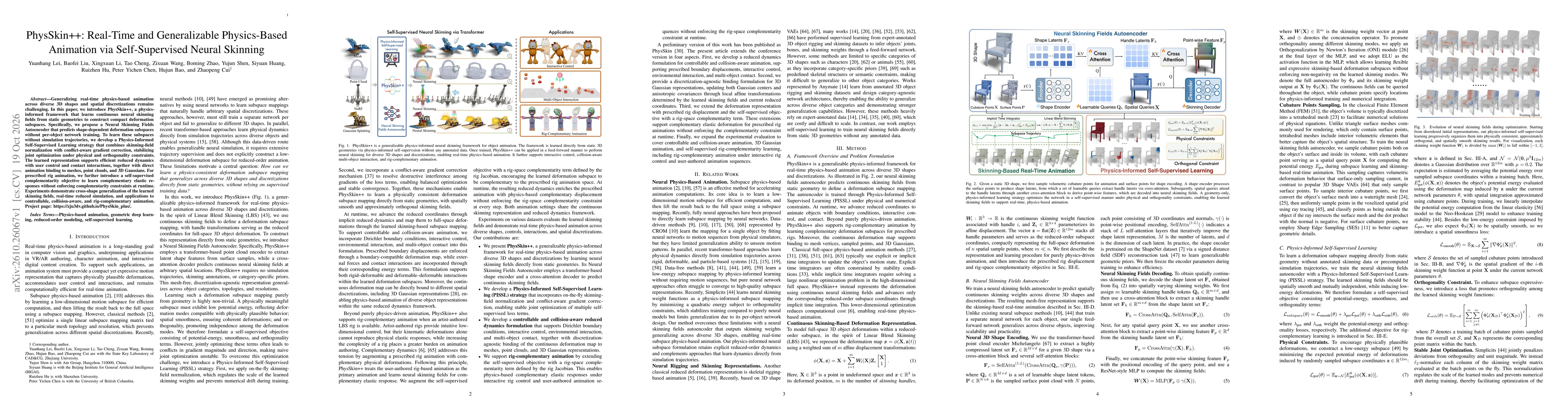 Thumbnail for PhysSkin++: Real-Time and Generalizable Physics-Based Animation via Self-Supervised Neural Skinning