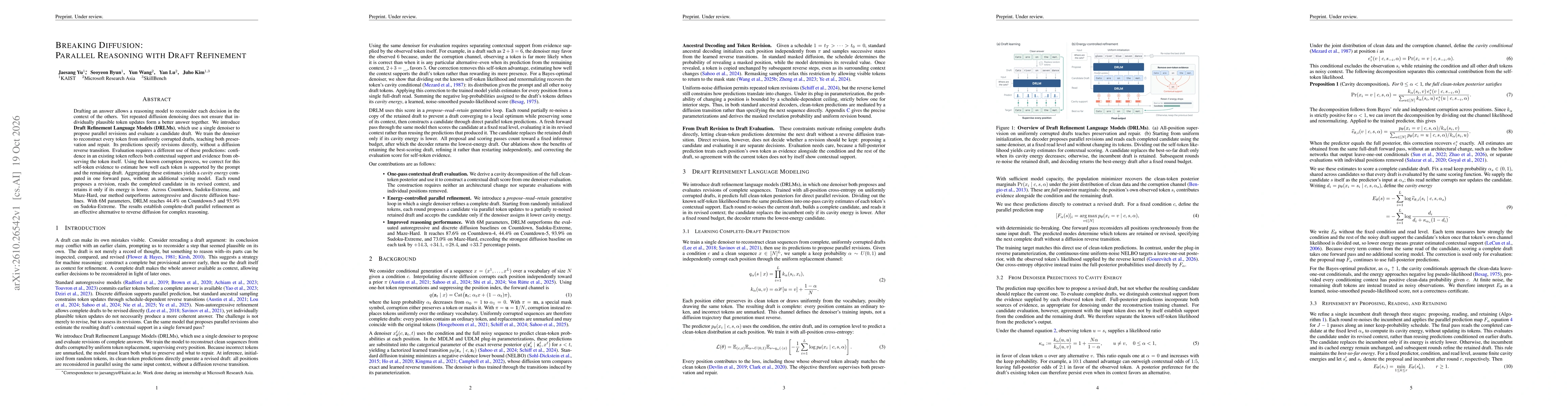 Thumbnail for Breaking Diffusion: Parallel Reasoning with Draft Refinement
