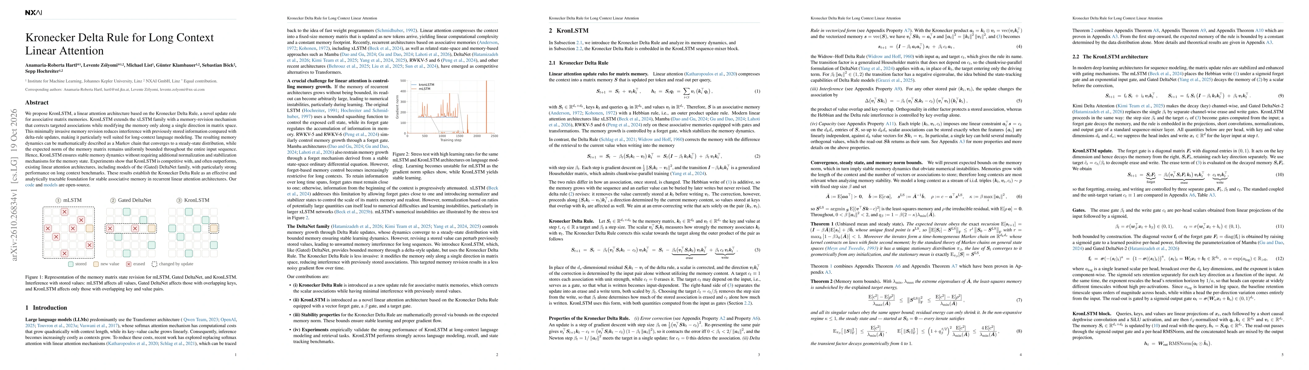 Thumbnail for Kronecker Delta Rule for Long Context Linear Attention