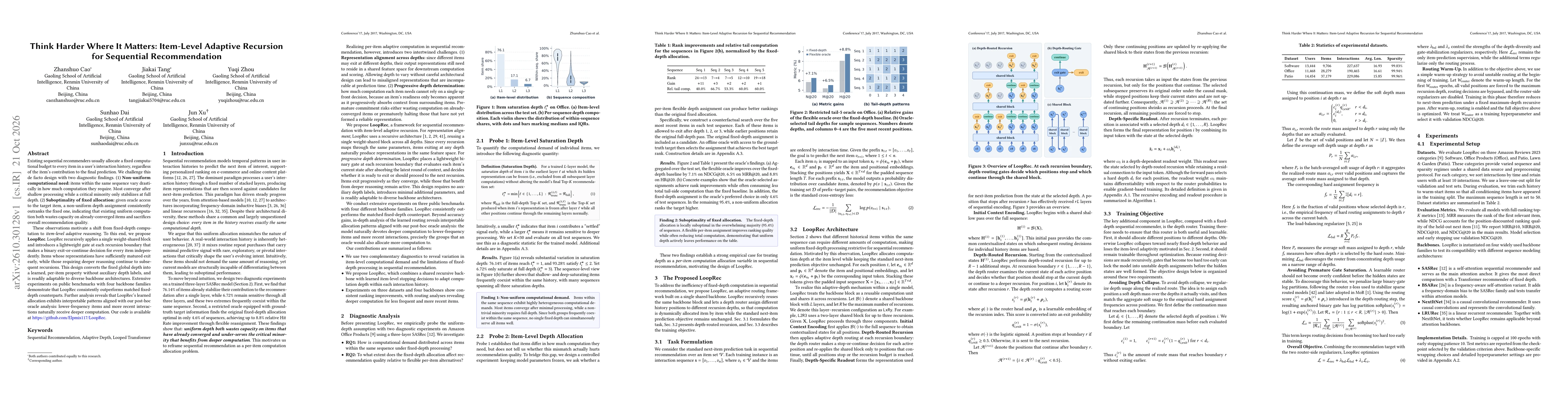 Thumbnail for Think Harder Where It Matters: Item-Level Adaptive Recursion for Sequential Recommendation