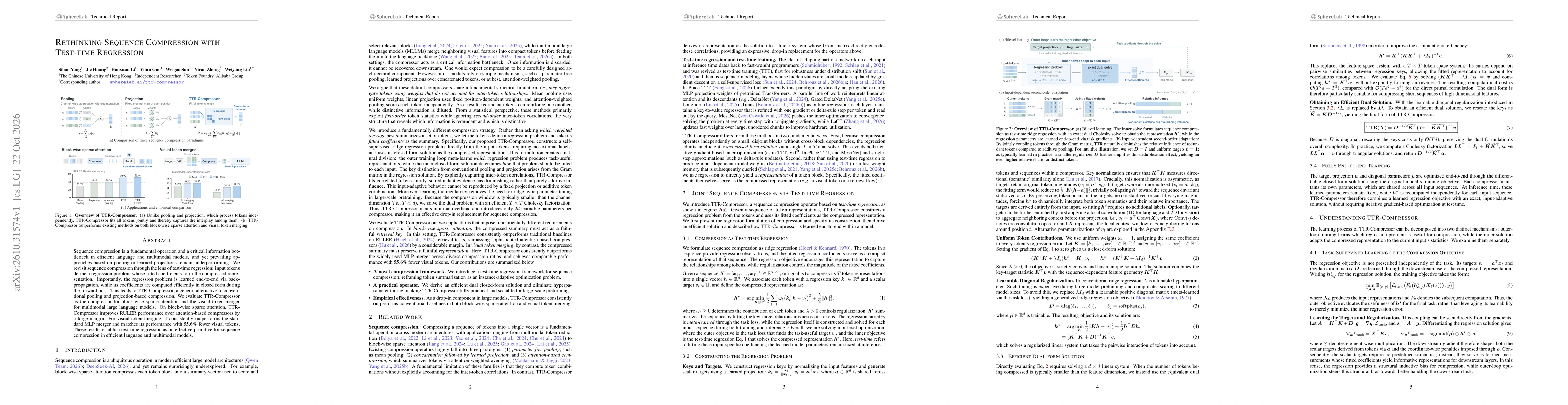 Thumbnail for Rethinking Sequence Compression with Test-time Regression