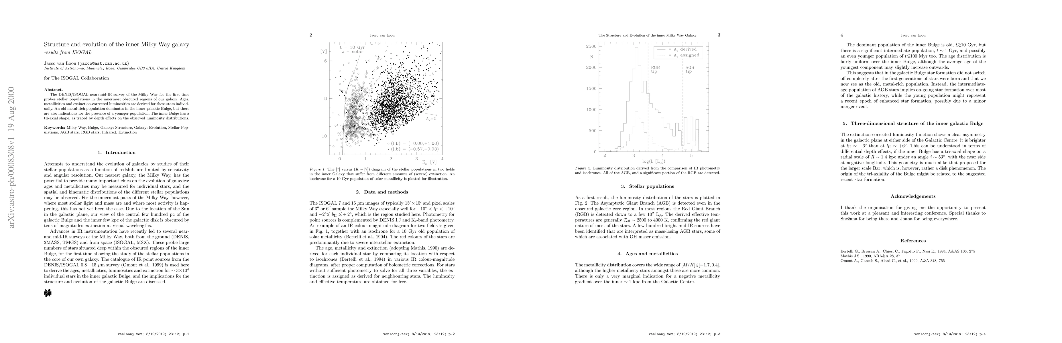 Thumbnail for Structure and evolution of the inner Milky Way galaxy: results from
  ISOGAL
