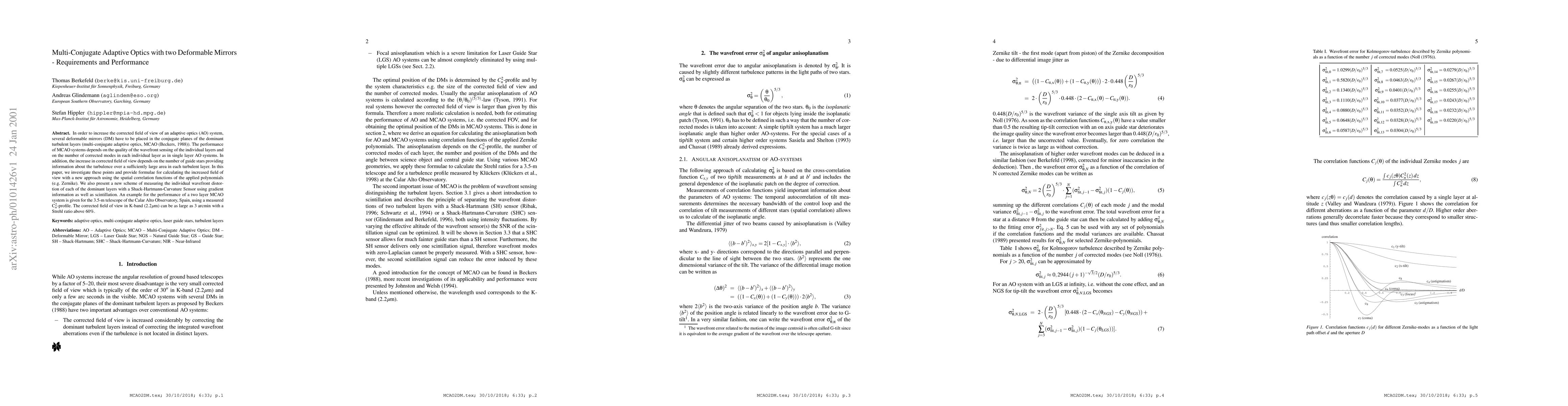 Thumbnail for Multi-Conjugate Adaptive Optics with two Deformable Mirrors -
  Requirements and Performance