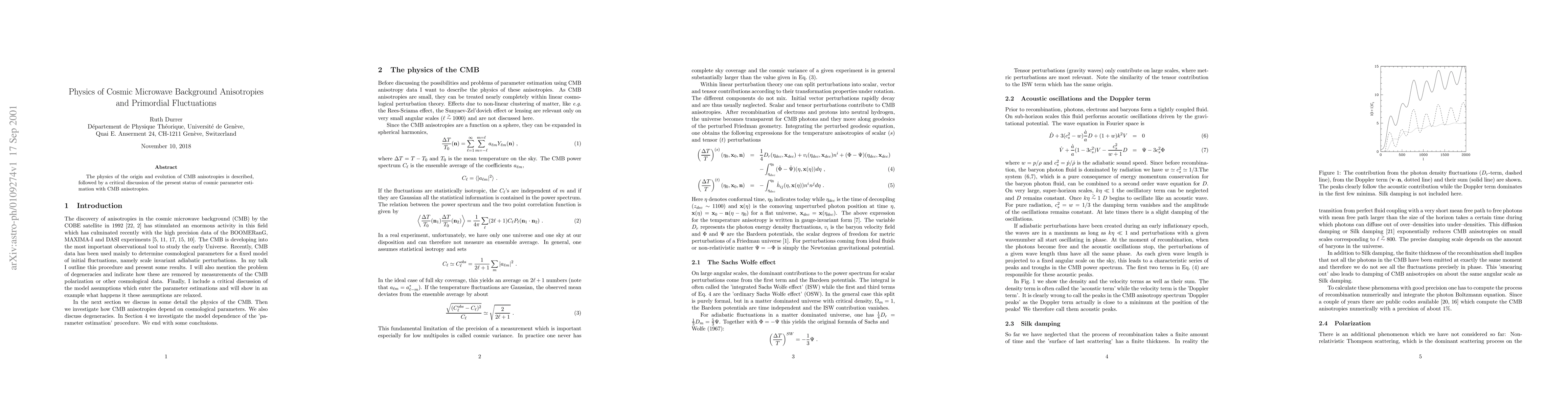 Thumbnail for Physics of Cosmic Microwave Background anisotropies and primordial
  fluctuations