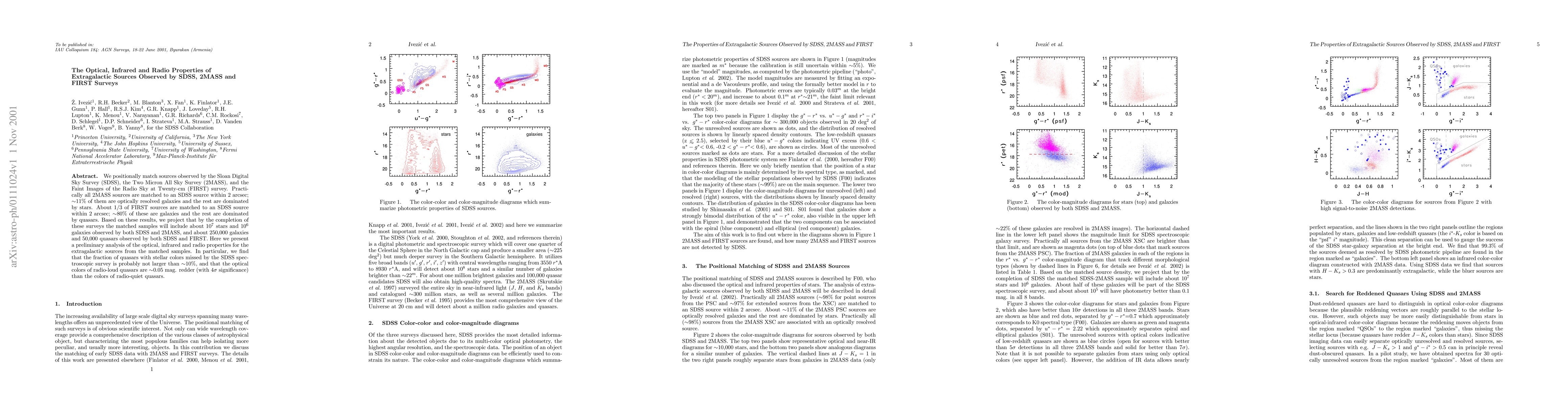 Thumbnail for The Optical, Infrared and Radio Properties of Extragalactic Sources
  Observed by SDSS, 2MASS and FIRST Surveys