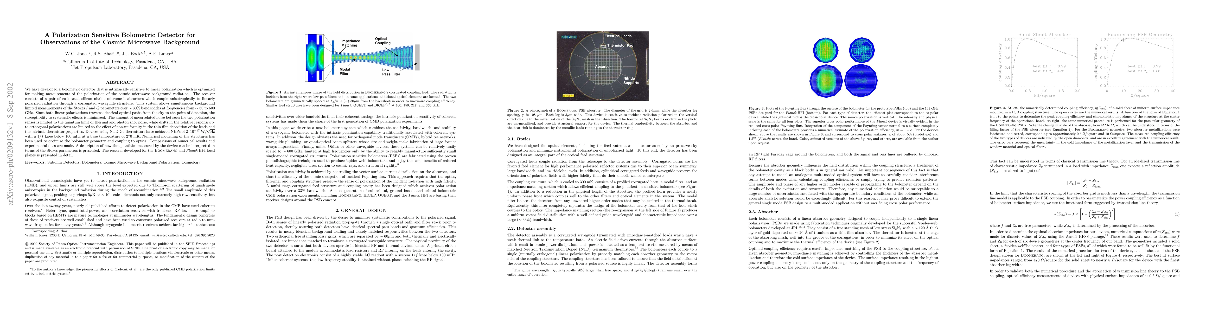 Thumbnail for A Polarization Sensitive Bolometric Detector for Observations of the
  Cosmic Microwave Background