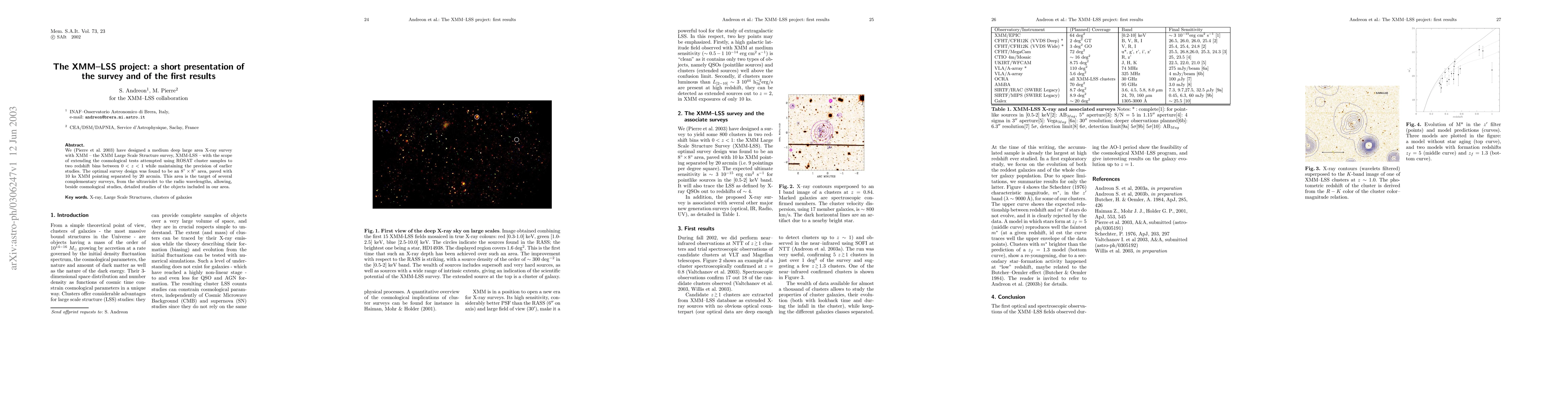 Thumbnail for The XMM-LSS project: a short presentation of the survey and of the first
  results