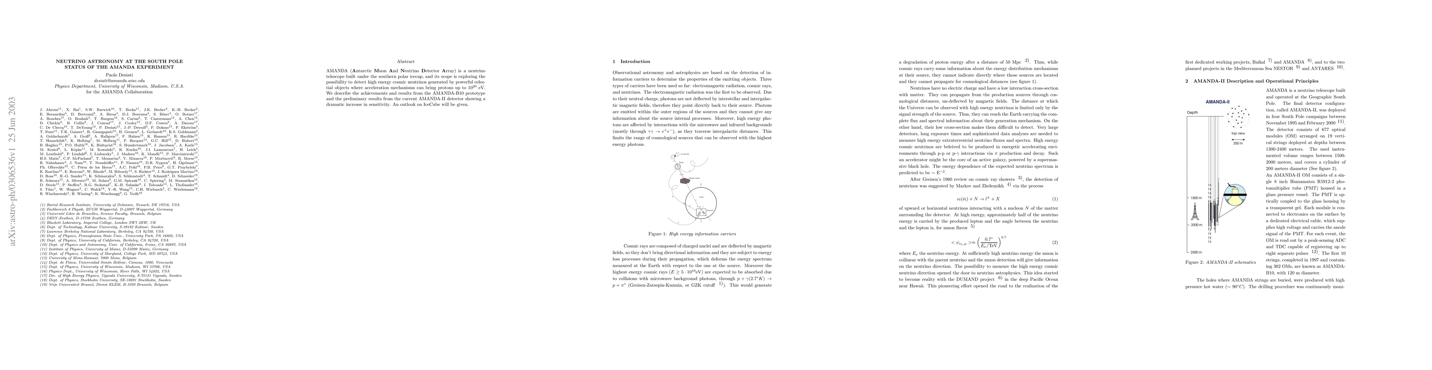 Thumbnail for Neutrino Astronomy at the South Pole: Status of the AMANDA Experiment