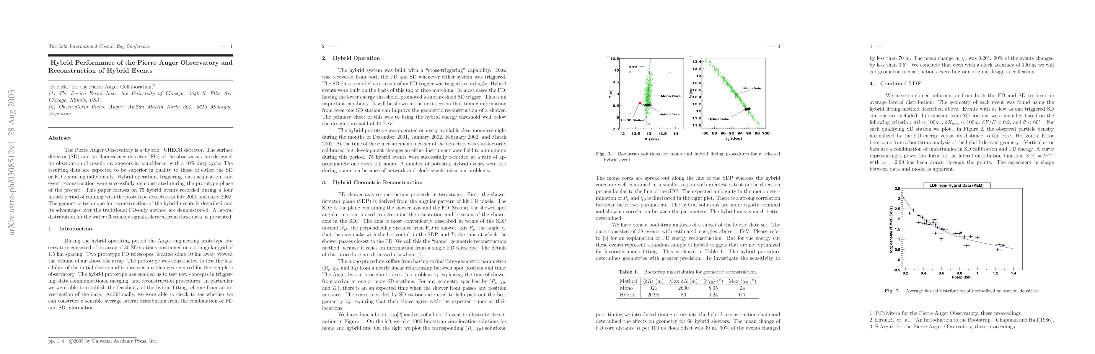 Thumbnail for Hybrid Performance of the Pierre Auger Observatory and Reconstruction of
  Hybrid Events