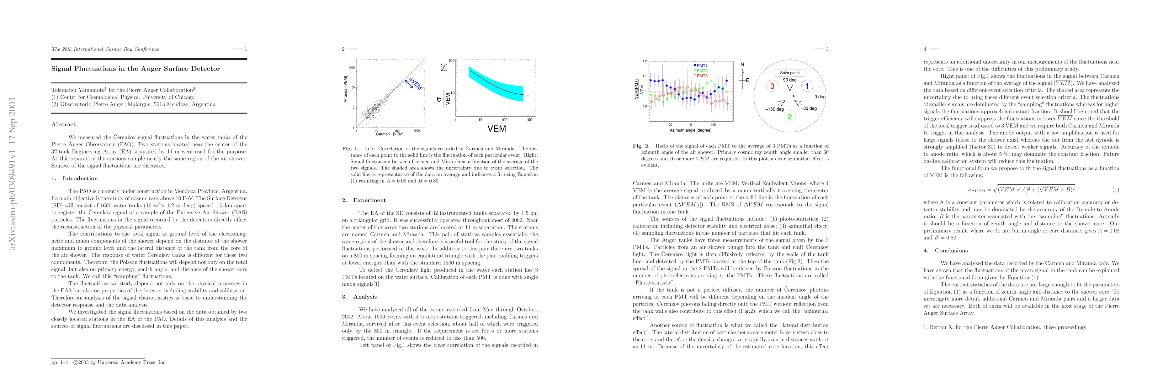 Thumbnail for Signal Fluctuations in the Auger Surface Detector